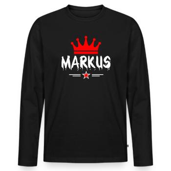 Markus Krone - Männer Premium Bio Langarmshirt - Schwarz - Vorne - Nico (187cm)