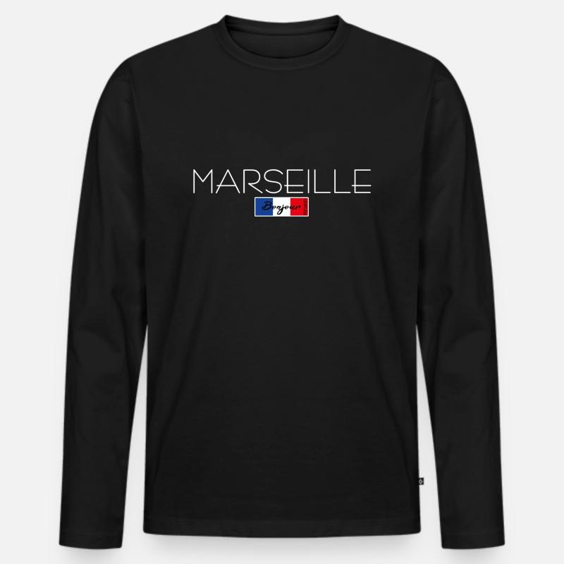 MARSEILLE FRANKREICH URLAUB SOMMER PARTY (w) - Männer Premium Bio Langarmshirt - Schwarz