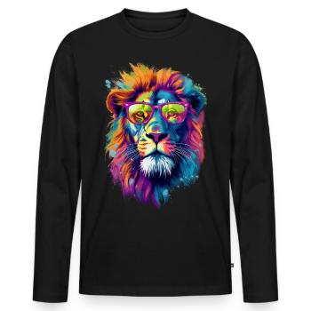 Lion - T-shirt manches longues Premium bio Homme - noir - Devant - Nico (187cm)