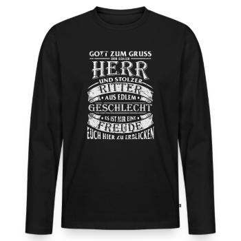 Mittelalter Gruß - Männer Premium Bio Langarmshirt - Schwarz - Vorne - Nico (187cm)