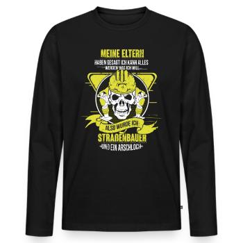 Straßenbauer Geschenk - Straßenbau Straßenbauer - Männer Premium Bio Langarmshirt - Schwarz - Vorne - Nico (187cm)