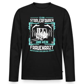 Gabelstapler Staplerfahrer Lagerist Geschenkidee - Männer Premium Bio Langarmshirt - Schwarz - Vorne - Nico (187cm)