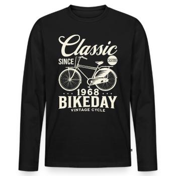 Fan De Vélo 1968 55 Ans Anniversaire Cycliste - T-shirt manches longues Premium bio Homme - noir - Devant - Nico (187cm)