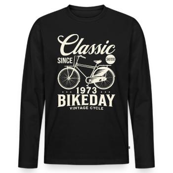 Fan De Vélo 1973 50 Ans Anniversaire Cycliste - T-shirt manches longues Premium bio Homme - noir - Devant - Nico (187cm)