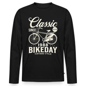 Fan De Vélo 1988 35 Ans Anniversaire Cycliste - T-shirt manches longues Premium bio Homme - noir - Devant - Nico (187cm)