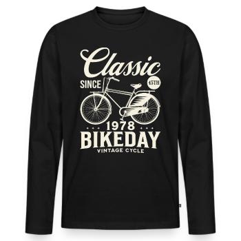 Fan De Vélo 1978 45 Ans Anniversaire Cycliste - T-shirt manches longues Premium bio Homme - noir - Devant - Nico (187cm)