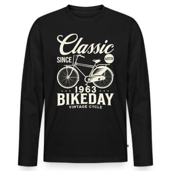 Fan De Vélo 1963 60 Ans Anniversaire Cycliste - T-shirt manches longues Premium bio Homme - noir - Devant - Nico (187cm)