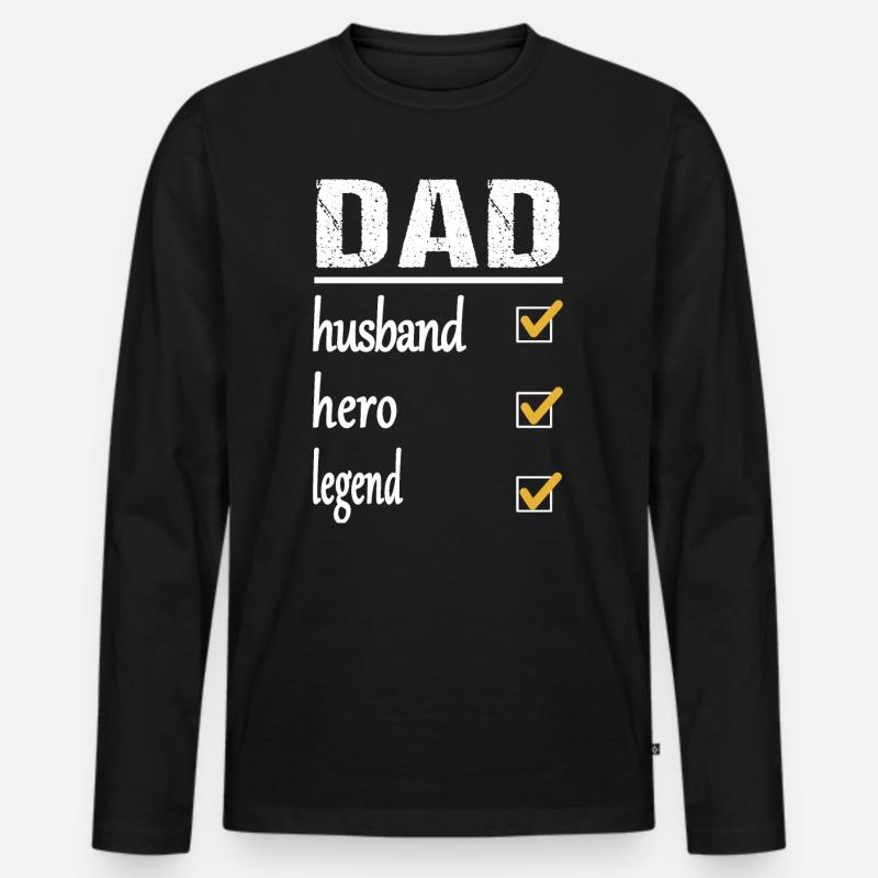 Dad, Daddy, Vater und Legende - Männer Premium Bio Langarmshirt - Schwarz