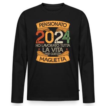 Retirement 2024 Funny Gift Retiree 2024 - Men's Premium Organic Long Sleeve Shirt - black - Front - Nico (187cm)