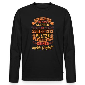 Saxony - East Germany Saying - Men's Premium Organic Long Sleeve Shirt - black - Front - Nico (187cm)