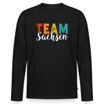 Saxe Design Saxon Drôle - T-shirt manches longues Premium bio Homme - noir - Devant - Nico (187cm)