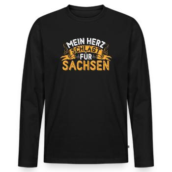 Cadeau de la Saxe avec dicton de la Saxe - T-shirt manches longues Premium bio Homme - noir - Devant - Nico (187cm)