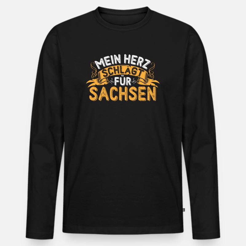Sachsen Geschenk mit Sachsen Spruch - Männer Premium Bio Langarmshirt - Schwarz