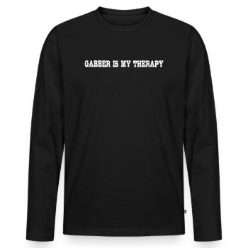 THÉRAPIE TECHNO UPTEMPO HARDCORE - GABBER - T-shirt manches longues Premium bio Homme - noir - Devant - Nico (187cm)