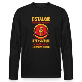 Ostalgie - L’Allemagne de l’Est pour l’Est - T-shirt manches longues Premium bio Homme - noir - Devant - Nico (187cm)
