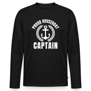 Amateurs de péniches - Boat Lovers Houseboaters - T-shirt manches longues Premium bio Homme - noir - Devant - Nico (187cm)