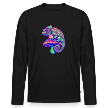 Goa CHAMELEON - Psytrance und Goa Party - Männer Premium Bio Langarmshirt - Schwarz - Vorne - Nico (187cm)