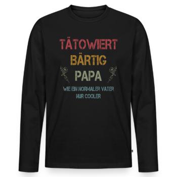 Tätowiert Papa Bärtig - Männer Premium Bio Langarmshirt - Schwarz - Vorne - Nico (187cm)