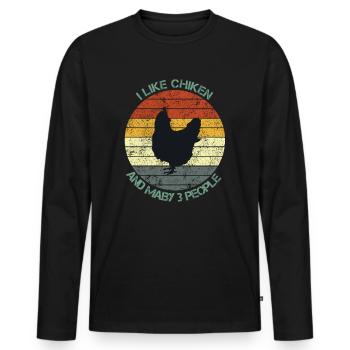Huhn Hühnchen bunt retro - Ich mag Hühner - Männer Premium Bio Langarmshirt - Schwarz - Vorne - Nico (187cm)