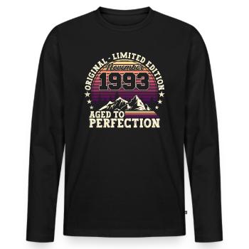 Novembre né 1993 - Cadeau de 29e anniversaire - T-shirt manches longues Premium bio Homme - noir - Devant - Nico (187cm)
