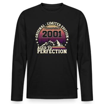 November Jahrgang 2001 - 21. Geburtstag Geschenk - Männer Premium Bio Langarmshirt - Schwarz - Vorne - Nico (187cm)
