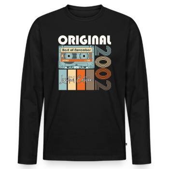 Novembre millésime 2002 20ème anniversaire cadeau - T-shirt manches longues Premium bio Homme - noir - Devant - Nico (187cm)