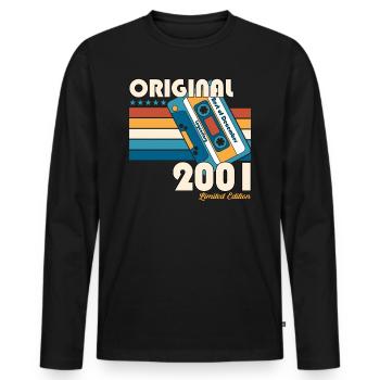December Year 2001 21st birthday gift - Men's Premium Organic Long Sleeve Shirt - black - Front - Nico (187cm)