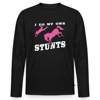 I do my own stunts riding - Men's Premium Organic Long Sleeve Shirt - black - Front - Nico (187cm)