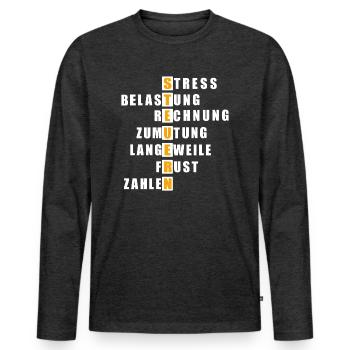 Steuern im Kreuzwort - Männer Premium Bio Langarmshirt - Anthrazit meliert - Vorne - Nico (187cm)