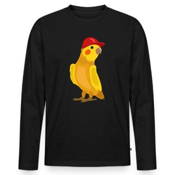Travailleur de la construction perroquet perruque avec casque - T-shirt manches longues Premium bio Homme - noir - Devant - Nico (187cm)