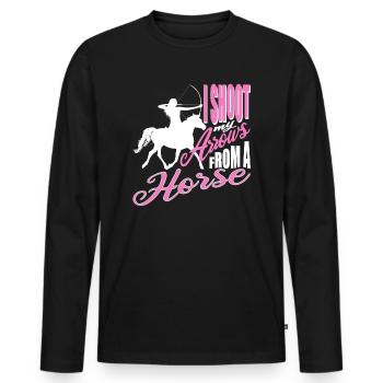 Archery from the horse - Men's Premium Organic Long Sleeve Shirt - black - Front - Nico (187cm)