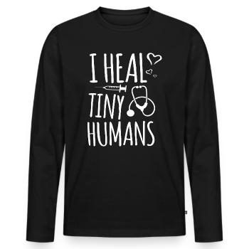 I heal tiny humans Pediatrician - Men's Premium Organic Long Sleeve Shirt - black - Front - Nico (187cm)