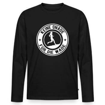 Joggerin Silhouette Dauerlauf - Männer Premium Bio Langarmshirt - Schwarz - Vorne - Nico (187cm)