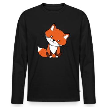 Bébé Renard Animaux de la forêt - T-shirt manches longues Premium bio Homme - noir - Devant - Nico (187cm)