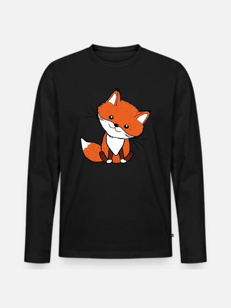 Baby Fuchs Waldtier - Männer Premium Bio Langarmshirt - Schwarz
