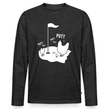 Putten Hühner auf dem Golfplatz - Männer Premium Bio Langarmshirt - Anthrazit meliert - Vorne - Nico (187cm)