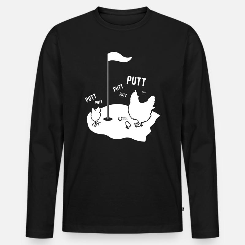 Putten Hühner auf dem Golfplatz - Männer Premium Bio Langarmshirt - Schwarz