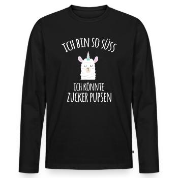 Le lama pourrait pu pu faire du sucre - T-shirt manches longues Premium bio Homme - noir - Devant - Nico (187cm)