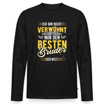 Ich habe den besten Bruder der Welt - Männer Premium Bio Langarmshirt - Schwarz - Vorne - Nico (187cm)