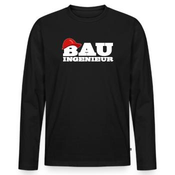 Bauingenieur Logo mit Schutzhelm - Männer Premium Bio Langarmshirt - Schwarz - Vorne - Nico (187cm)