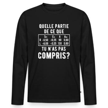 Kurzsichtigkeit Spruch Myopie französisch - Männer Premium Bio Langarmshirt - Schwarz - Vorne - Nico (187cm)