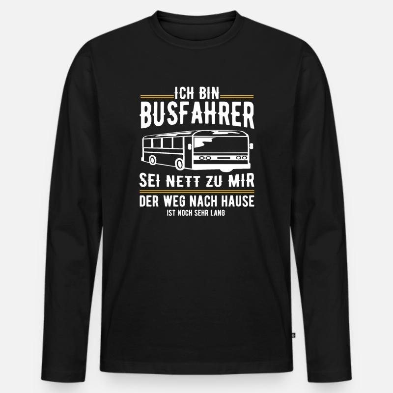 Ich bin Busfahrer - Männer Premium Bio Langarmshirt - Schwarz