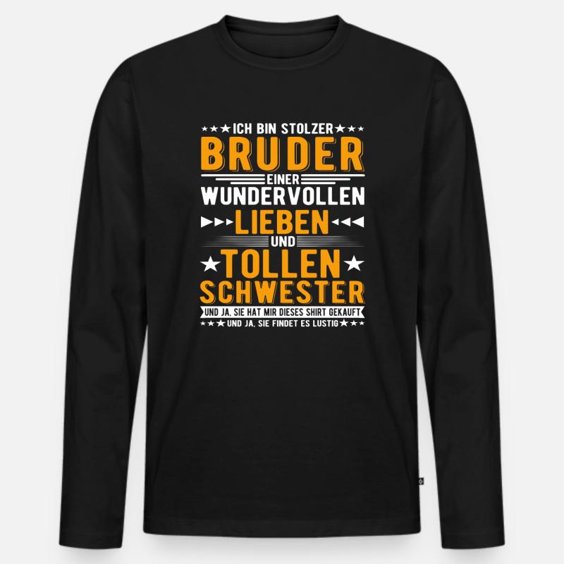 Ich bin stolzer Bruder - Männer Premium Bio Langarmshirt - Schwarz