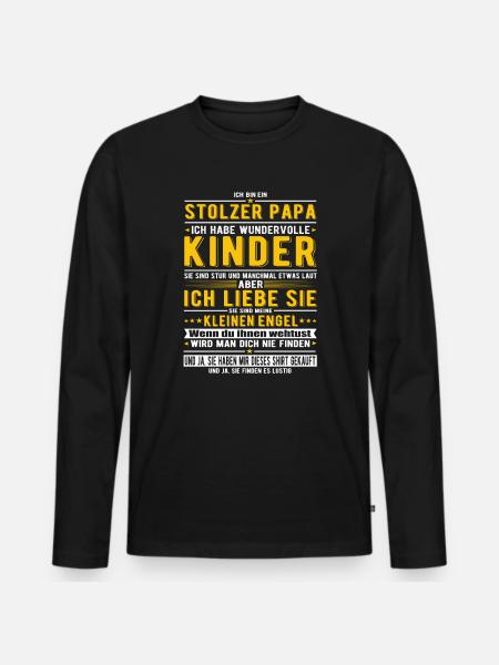 Stolzer Papa - Männer Premium Bio Langarmshirt - Schwarz