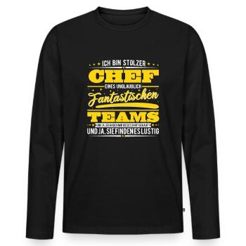 Ich bin stolzer Chef - Männer Premium Bio Langarmshirt - Schwarz - Vorne - Nico (187cm)