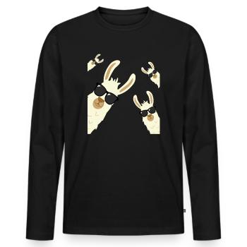 Lamas et alpagas avec des lunettes de soleil cadeau - T-shirt manches longues Premium bio Homme - noir - Devant - Nico (187cm)