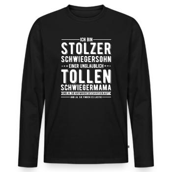 Stolzer Schwiegersohn - Männer Premium Bio Langarmshirt - Schwarz - Vorne - Nico (187cm)
