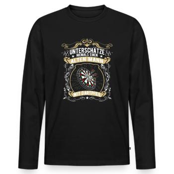 Dart Spieler Alter Mann - Männer Premium Bio Langarmshirt - Schwarz - Vorne - Nico (187cm)