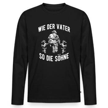 Feuerwehrmann Spruch Wie der Vater, so die Söhne - Männer Premium Bio Langarmshirt - Schwarz - Vorne - Nico (187cm)