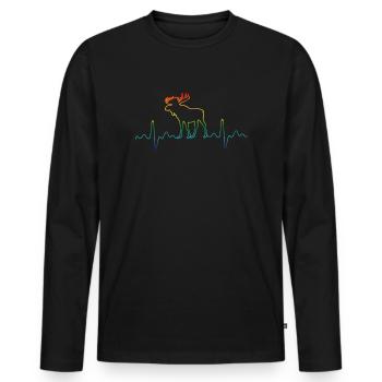 Moose heartbeat heartbeat - Men's Premium Organic Long Sleeve Shirt - black - Front - Nico (187cm)